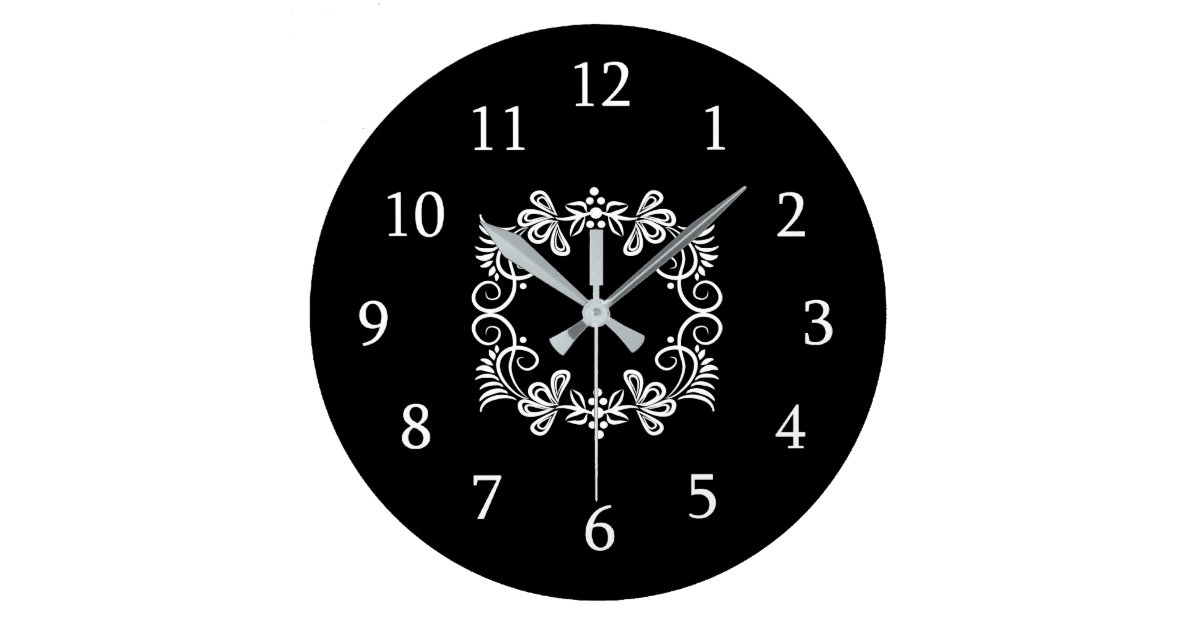 Black And White Kitchen Large Clock | Zazzle