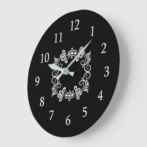 Black And White Kitchen Large Clock | Zazzle