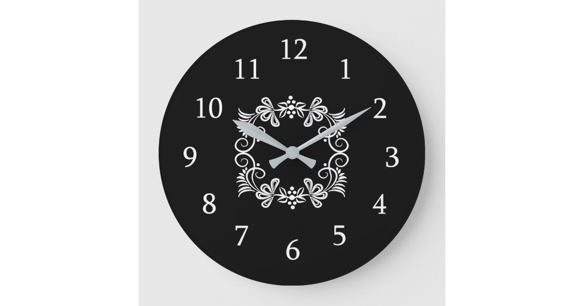 Black And White Kitchen Large Clock | Zazzle