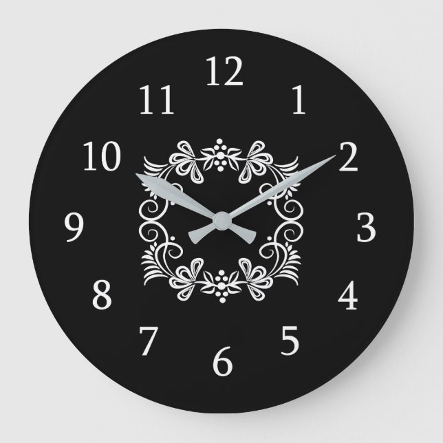 Black And White Kitchen Large Clock (Front)