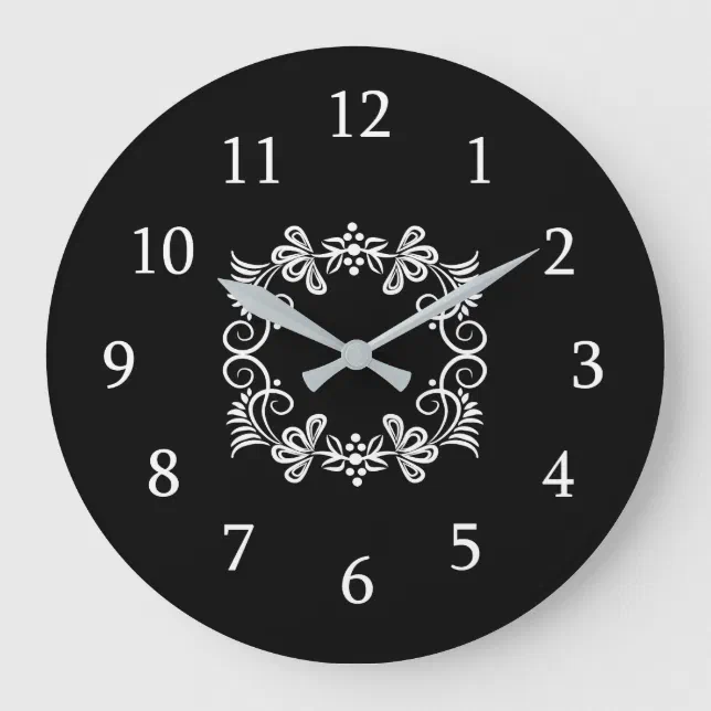 Black And White Kitchen Large Clock Zazzle