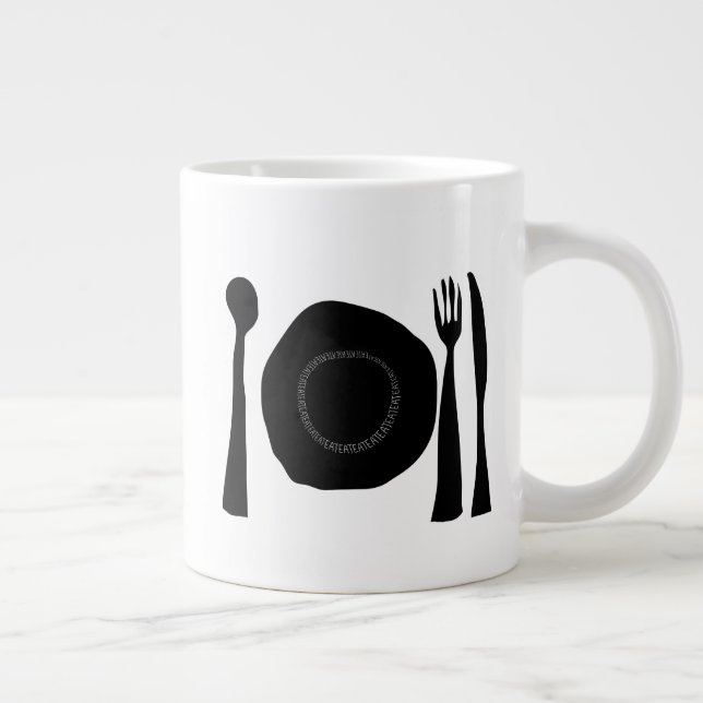 Black and White Kitchen Utensils Giant Coffee Mug (Right)