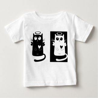 Black and White Kitten Angels - Baby T-Shirt