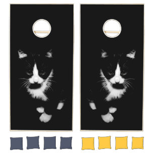 Black and White Kitten Cornhole Set