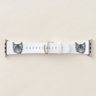Black and White Kitten Face Apple Watch Band