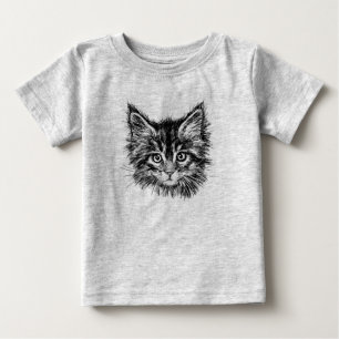 Black and White Kitten Face Baby T-Shirt