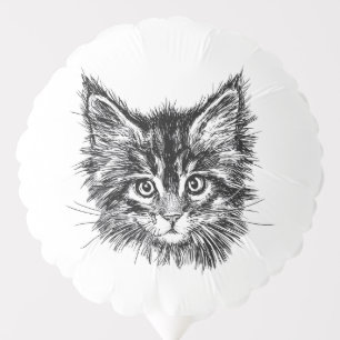 Black and White Kitten Face Balloon