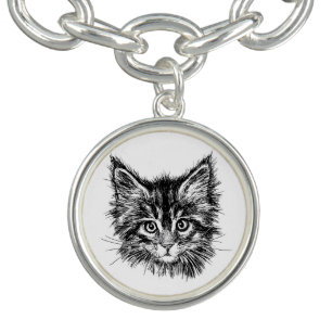 Black and White Kitten Face Bracelet