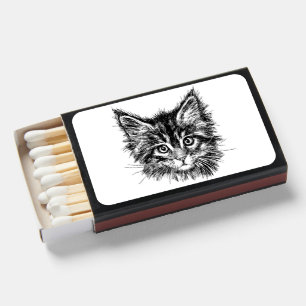 Black and White Kitten Face Matchboxes