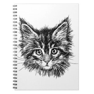 Black and White Kitten Face Notebook
