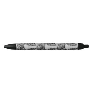 Black and White Kitten Face on Gray Pen