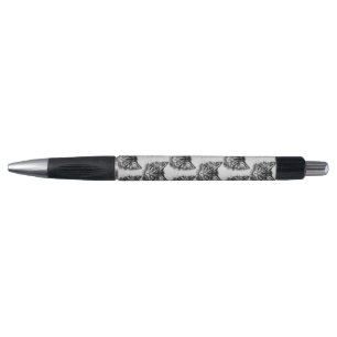 Black and White Kitten Face on Gray Pen