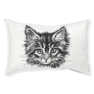 Black and White Kitten Face Pet Bed
