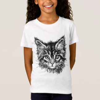 Black and White Kitten Face T-Shirt
