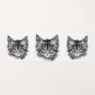 Black and White Kitten Face Yoga Mat