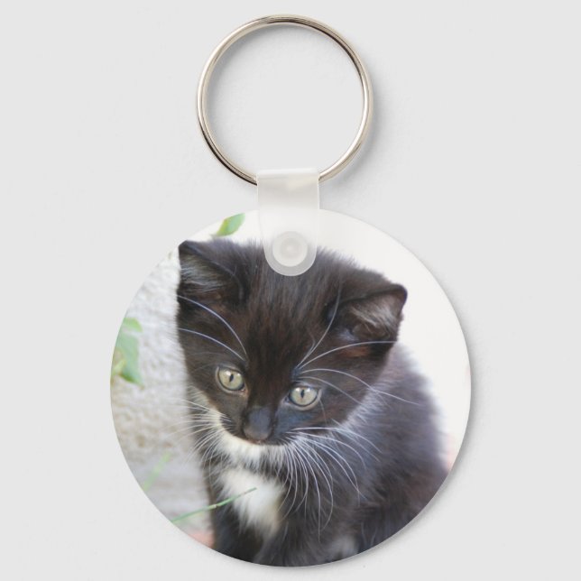 Black and White Kitten Keychain (Front)
