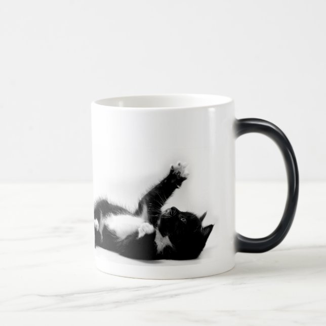 Black and white kitten on colour changing mug (Right)