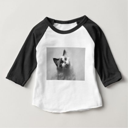 Black And White Kitten Portrait Baby T-Shirt