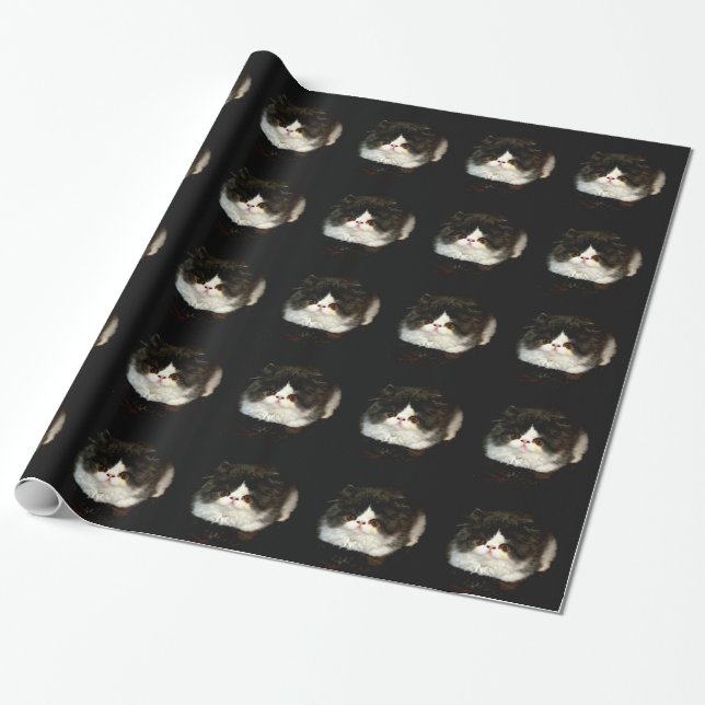 Black and White Kitten Wrapping Paper (Unrolled)