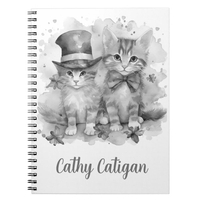 Black and white kittens custom name notebook (Front)