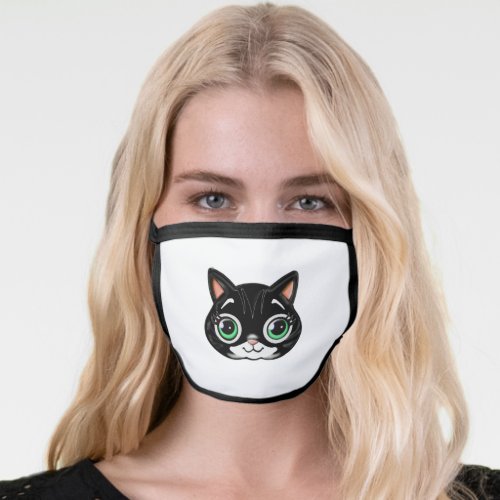 Black and white kitty cat face mask