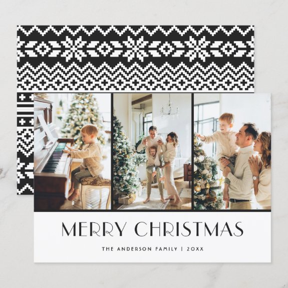Black and White Knitted Pattern Photo Christmas