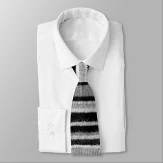black and white knitted stripes vintage pattern neck tie