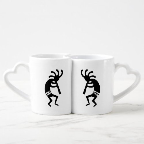 Black And White Kokopelli Love Southwest Coffee Mug Set
