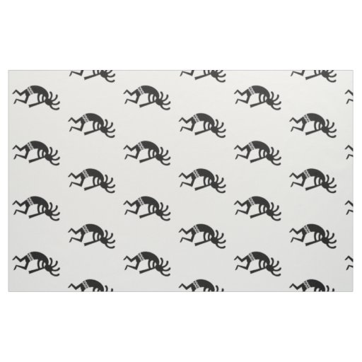 Black And White Kokopelli Pattern Southwest Design Fabric