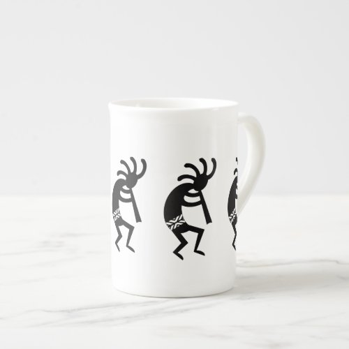 Black And White Kokopelli Southwest Bone China Mug