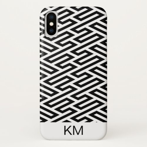 Black and White Labyrinth Art Deco Geometric iPhone X Case