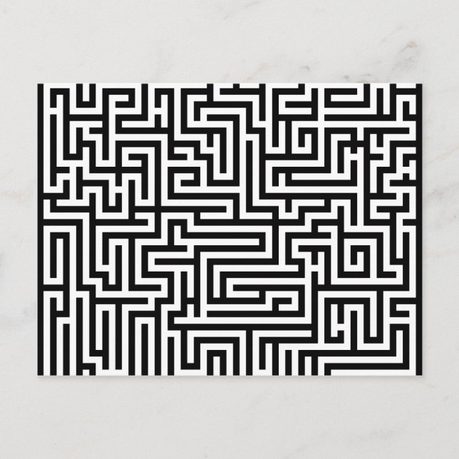 Black and white labyrinth maze postcard (Front)