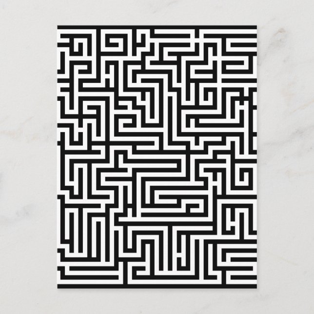 Black and white labyrinth maze postcard (Front)
