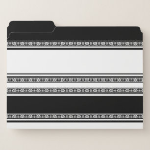 Black and white lace braid and horizontal stripes  file folder