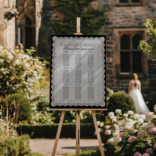 Black And White Lace Doily Wedding Seating Charts Foam Board