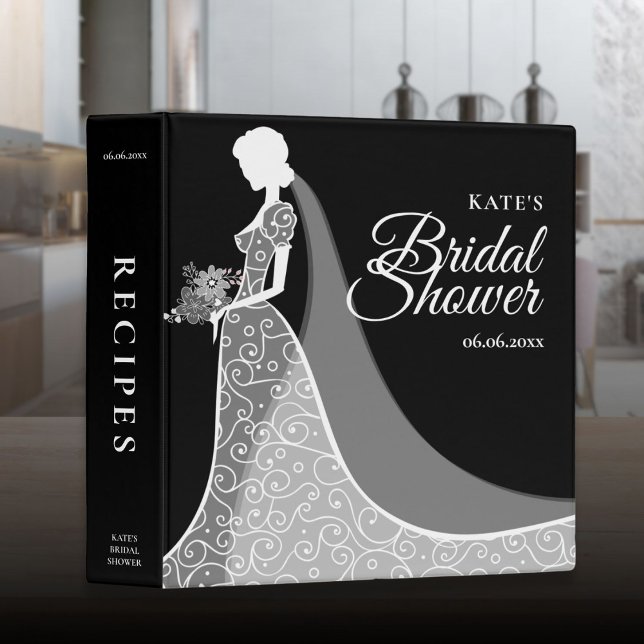 Black and White Lace Gown Bridal Shower Recipe 3 Ring Binder (Black and White Lace Gown Bridal Shower Recipe 3 Ring Binder)