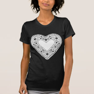 Black and White Lace Heart T-Shirt