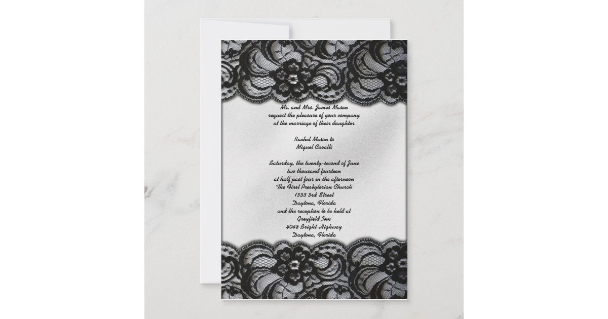 Black and White Lace Invites Zazzle