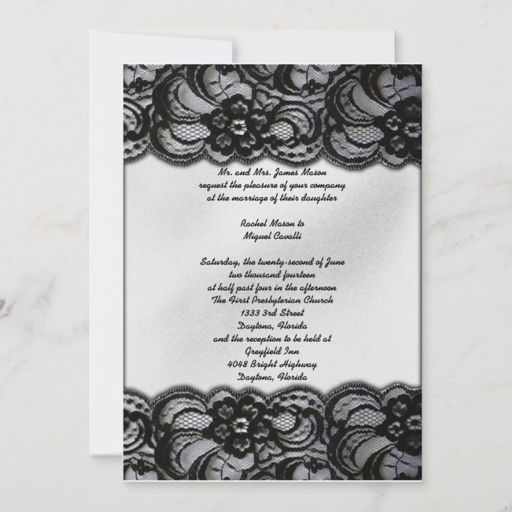 Black and White Lace Invites Zazzle