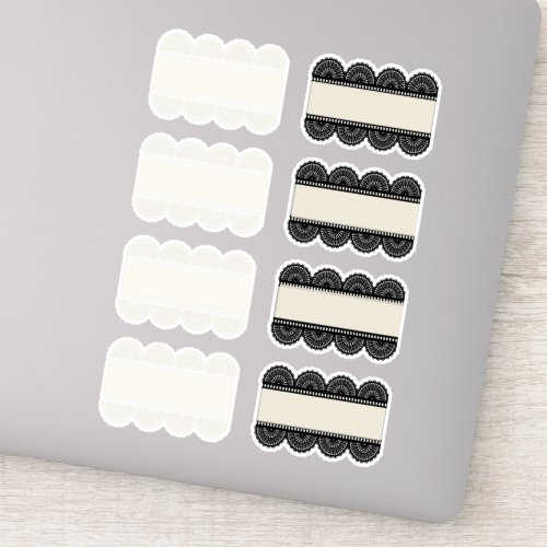 Black and White Lace Labeling Sticker Set