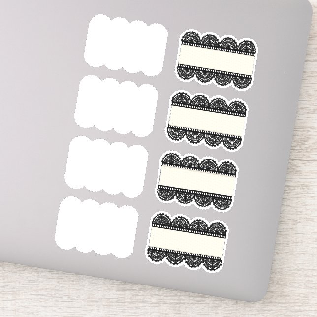 Black and White Lace Labeling Sticker Set (Detail)