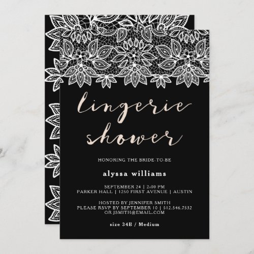 Black and White Lace Lingerie Shower Invitation