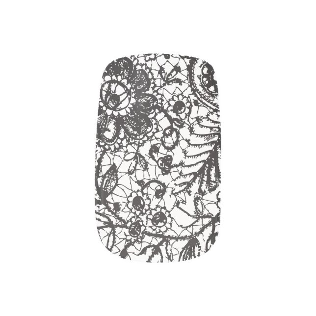 Black and White Lace Minx Nail Wraps (Right Thumb)