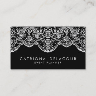 Black and White Lace Pattern Business Card
