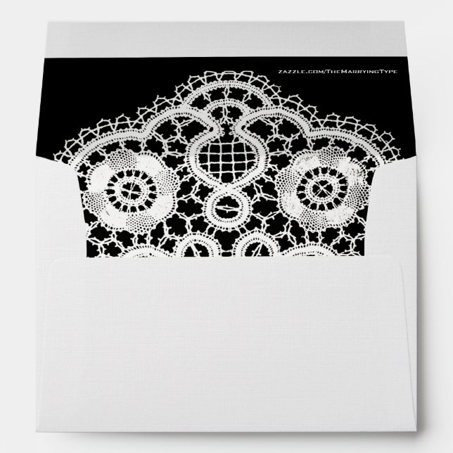 Black and White Lace (Personalized Envelope) Envelope (Back (Bottom))