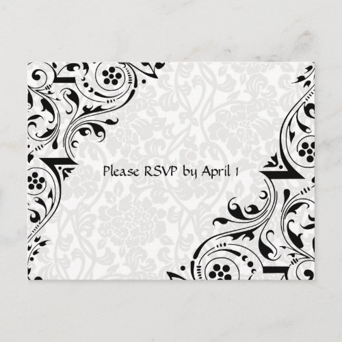 Black and White Lace RSVP Invitation Postcard