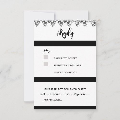 Black and White Lace Theme RSVP