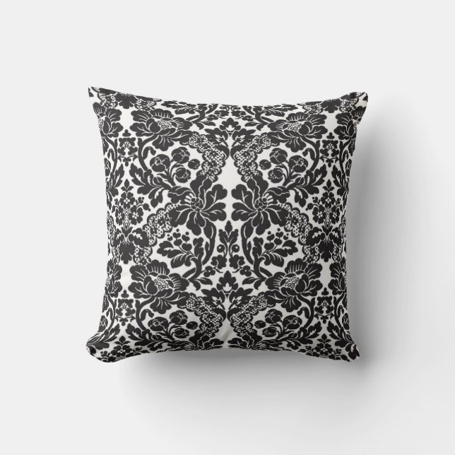 Black and White Lace Throw Pillow (Front)