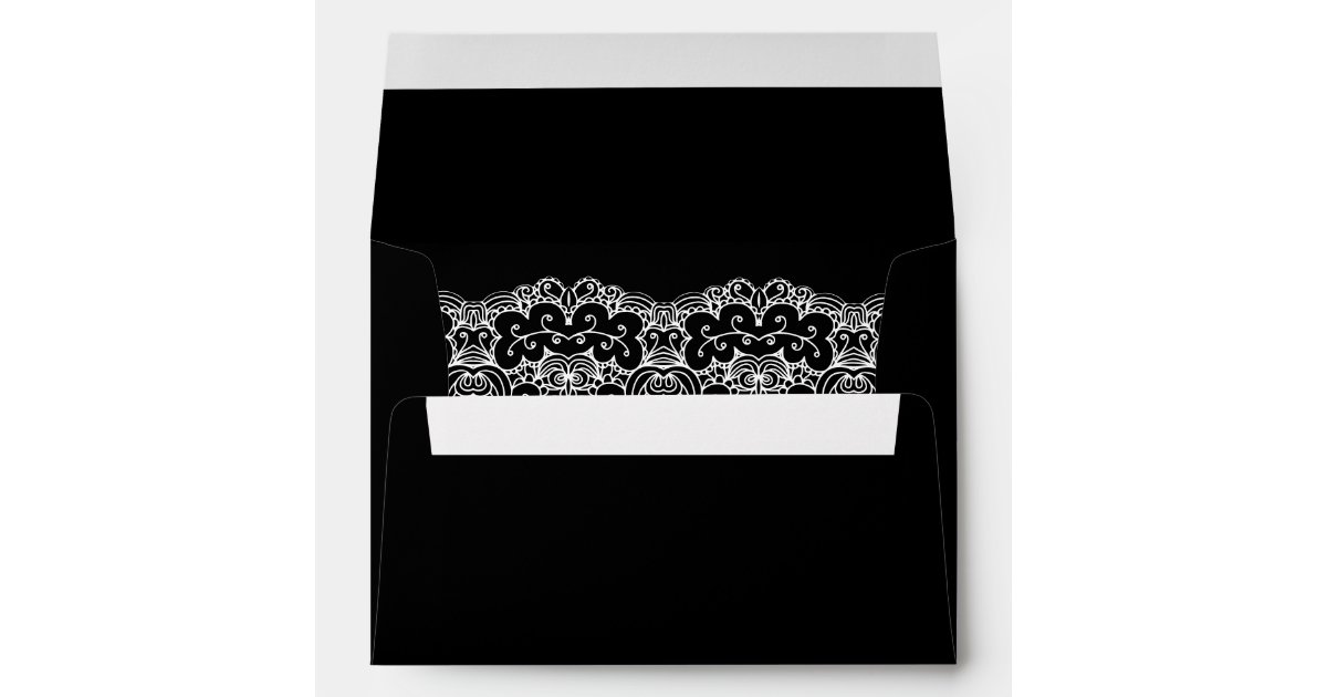 White and Black Lace Wedding Envelopes