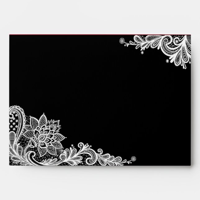 Black and White Lace Wedding Envelopes (Front)